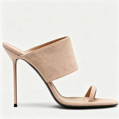Metallic Toe Ring Stiletto Mules