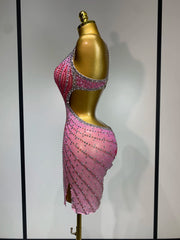 Pink Sparkle Embellished Side Cutout Dress