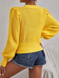 Knitted Sweaters Women's Round Neck Lantern Sleeve Thread Pullover