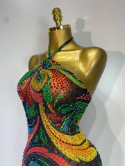 Colourful Diamonds Sparkling Halter Mini Dress