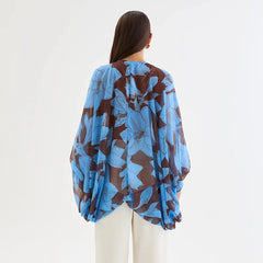 Polka Dot V-Neck Sheer Blouse Top