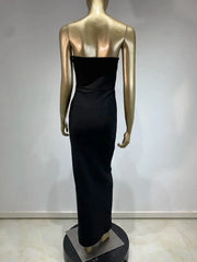 Strapless Gold Detail Maxi Dress