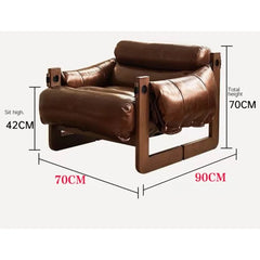 Oil Wax Leather Single Person Couch Convertible Sofa