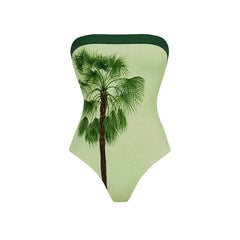 One-piece Swimwear with Palm Tree Graphic
