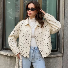 Polka dot turn-down collar jacket