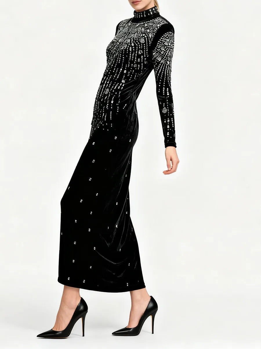 Sculpted maxi dress designed for formal event styling