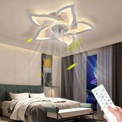 A close-up of the remote control and smartphone app used to operate the fan. Golden Atelier 9