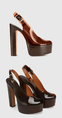 Platform Cork Heel Slingbacks