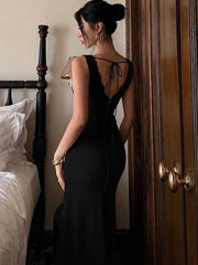 Lace V-Neck Sleeveless Maxi Dress