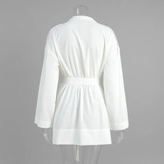 White Belted Utility Shirt Dress