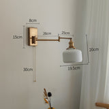 LED Wall Sconce Left Right Rotate Pull Chain Switch Ceramic Light