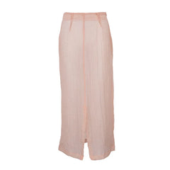 Sheer Pleated Slit Midi Skirt
