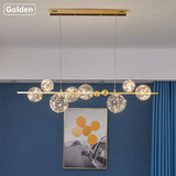  Clear Glass Ball Ceiling Hanging Led Light Gold Chandelier
