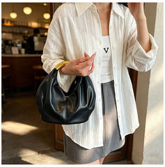 Metal Handle Soft PU Dumpling Shoulder Bag
