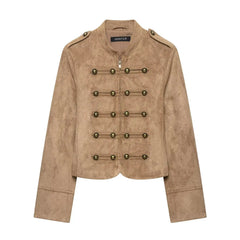 Faux Suede Military Jacket
