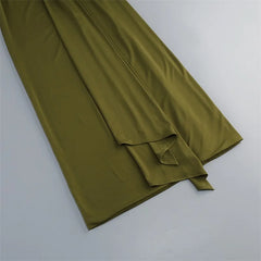 Green Satin Halter Neck Draped Gown