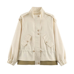 Drawstring Waist Epaulet Detail Jacket