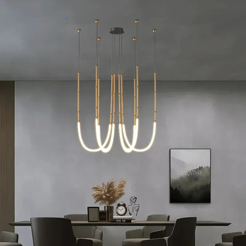 Modern  Art Line Led Pendant Hanging Lamp Ceiling Light Fixture. Golden Atelier 1