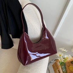 Trendy Solid PU Leather Underarm Ladies Bags