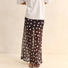 Polka Dot Mesh Maxi Skirt