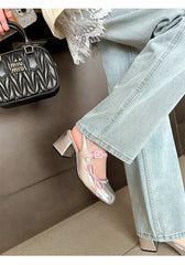 Patent Bowknot Chunky Mary Jane Heels