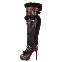 Over the Knee Fur Trim Platform Boots