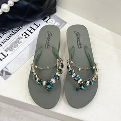 Embellished Wedge Flip Flops