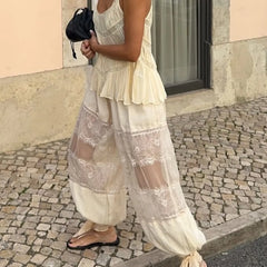 Lace Patchwork Wide Leg Pants