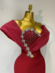 One Shoulder Embellished Neckline Gown