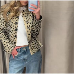 Faux Fur Spotted Print Jacket