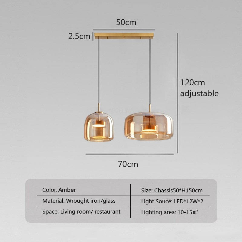 Glass LED Pendant Hanging Lamp For Indoor Décor Lighting