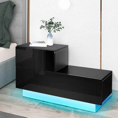 LED Cabinet 2 Drawers Coffee Table Bedside Nights Stands