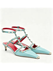 Riveted Square Toe Stiletto Heels