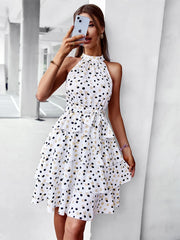 Sleeveless Porka Dot Print Boho Mini Dress