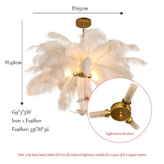 LED Ostrich Bird Feather Chandelier For Living Room