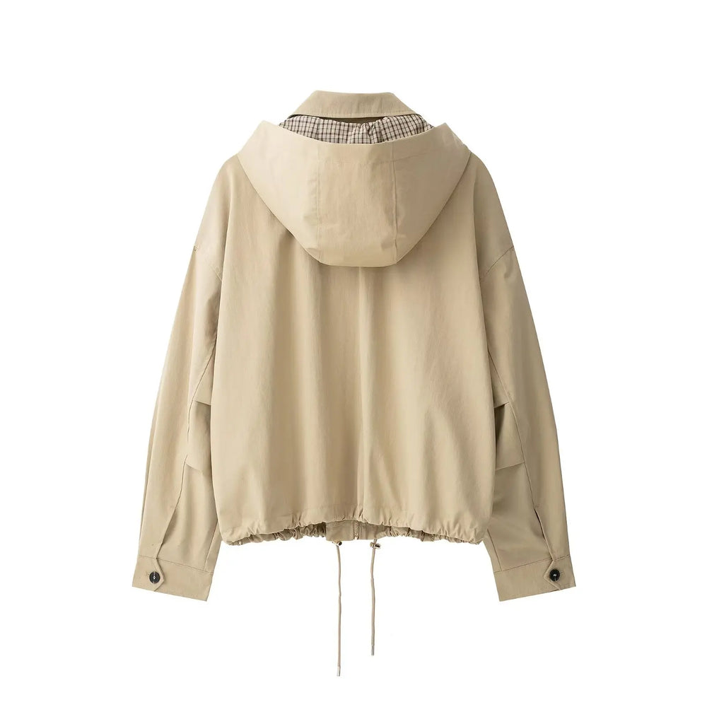 Back view of jacket with detachable hood