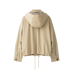 Back view of jacket with detachable hood