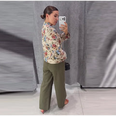 Floral Mandarin Collar Cropped Jacket