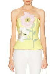 Floral Embellished Strapless Peplum Top