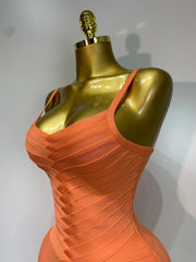 Ribbed Strap Bandage Mini Dress