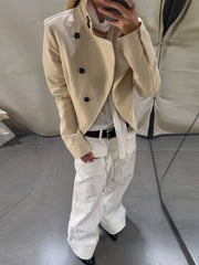 Asymmetric neckline detail on fitted Jacket