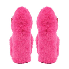 Faux Fur Platform Chunky Heel Sandals