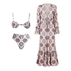 Geometric Patterned Two Piece Swimwear Set