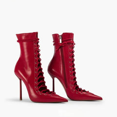 Lace Up Knee High Heel Boots