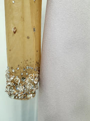 Beaded Mesh Illusion Neckline Column Gown