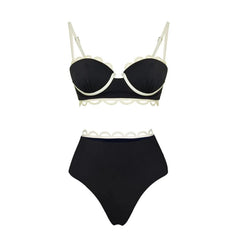 Embellished Trim Swimwear and Cutout Skirt