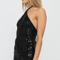 Sequin Halter Crop Top