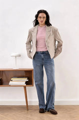 Belted Suede Cropped Blazer