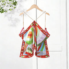 Psychedelic Print Halter Top & Wide-Leg Pants Set