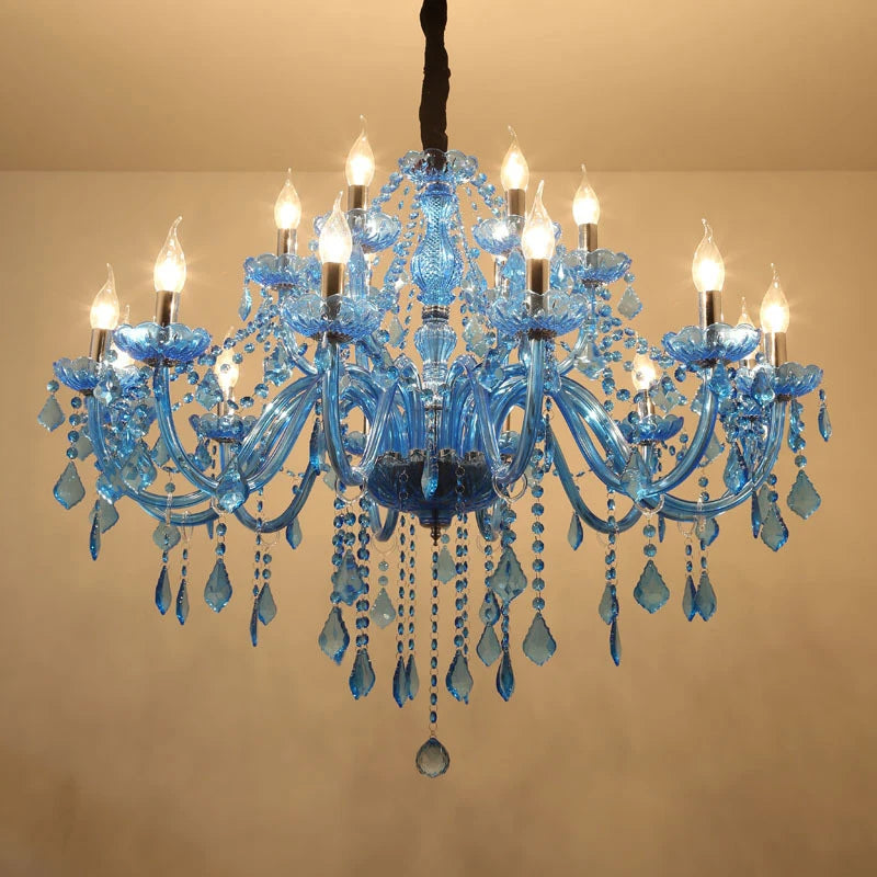 Crystal Pendent Blue Candle Lamp Chandelier